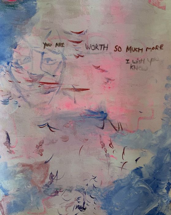 You Are Never Forgotten II — Acrylic and handwritten text on canvas