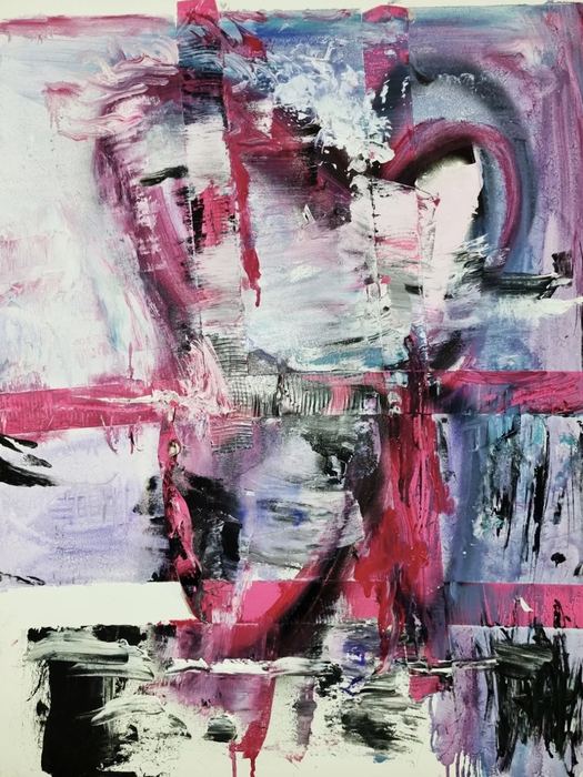 Soft Return II — Acrylic, spray paint and tape on canvas
